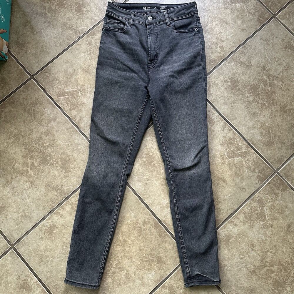 Old Navy Rockstar Super Skinny Jeans Womens 6 Petite Gray Higher High Rise 360